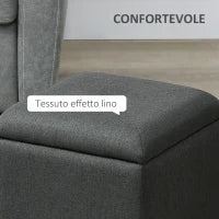 Pouf Contenitore Imbottito in Tessuto Teddy Morbido per Salotto e Camera, 39x39x39cm, Grigio
