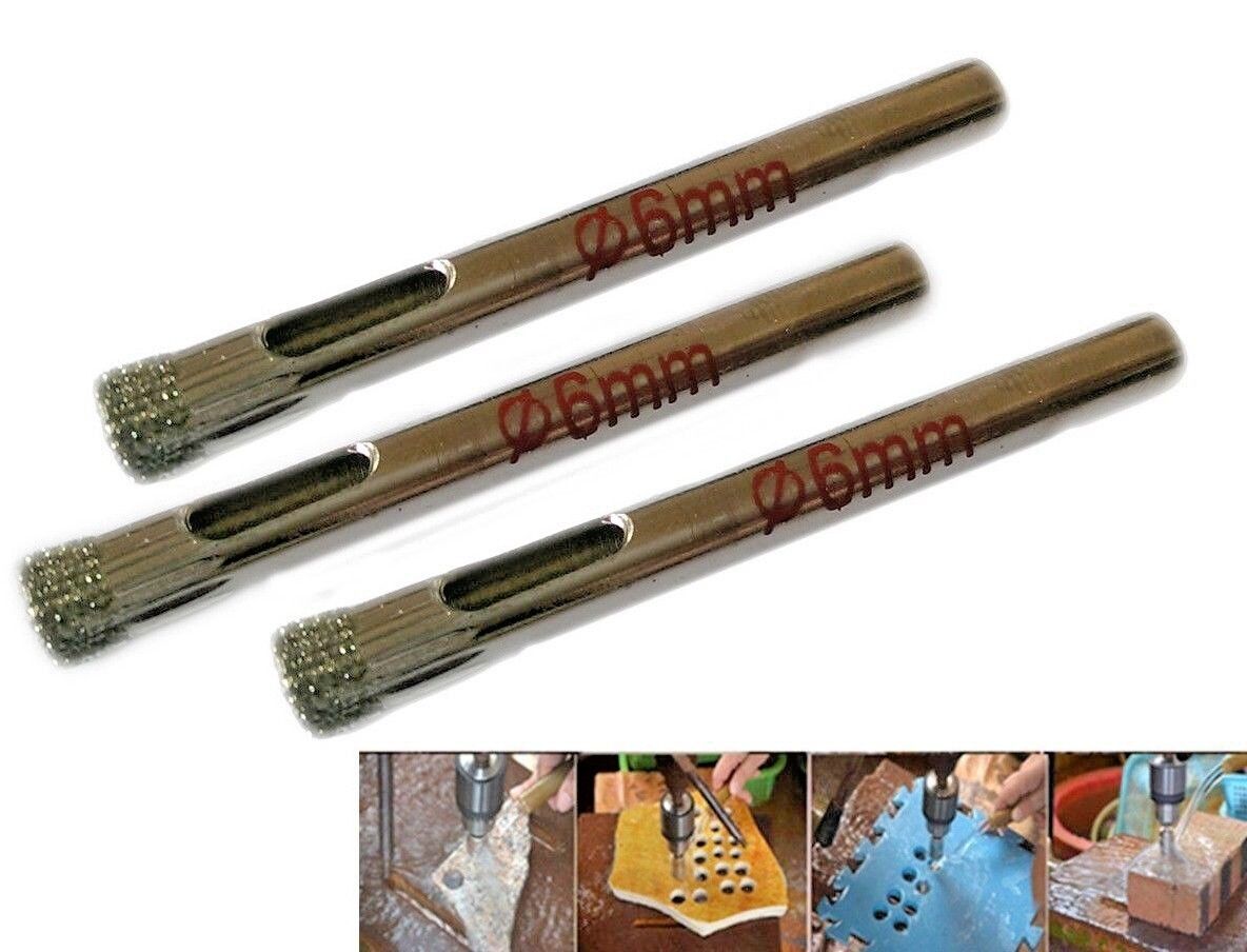 KIT 3 FRESA A TAZZA DIAMANTATA Ø 6 mm PER VETRO, MARMO, CERAMICA E VETRORESINA