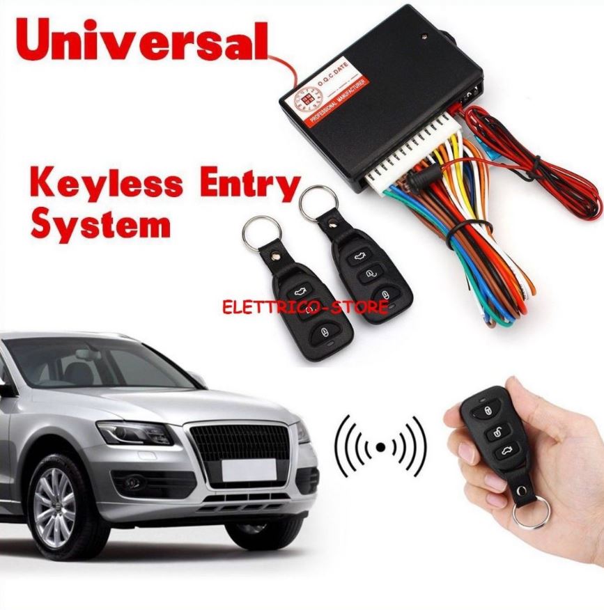 KIT CHIUSURA CENTRALIZZATA CENTRALINA UNIVERSALE PORTA AUTO + 2 TELECOMANDI