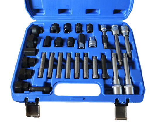 KIT DI CHIAVI 30 PEZZI PER SMONTAGGIO PULEGGIA E ALTERNATORE MOTORE AUTO