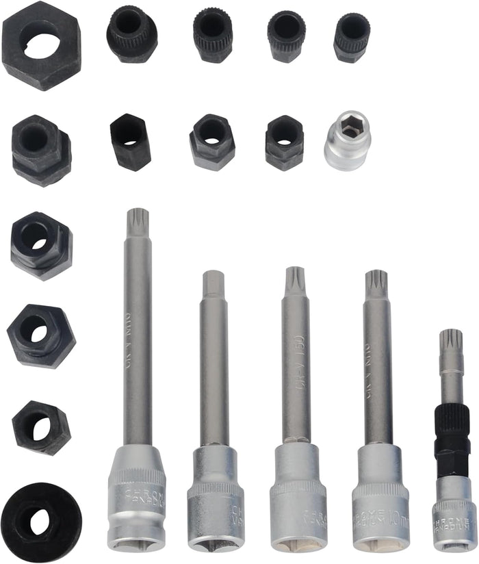 KIT DI CHIAVI 30 PEZZI PER SMONTAGGIO PULEGGIA E ALTERNATORE MOTORE AUTO