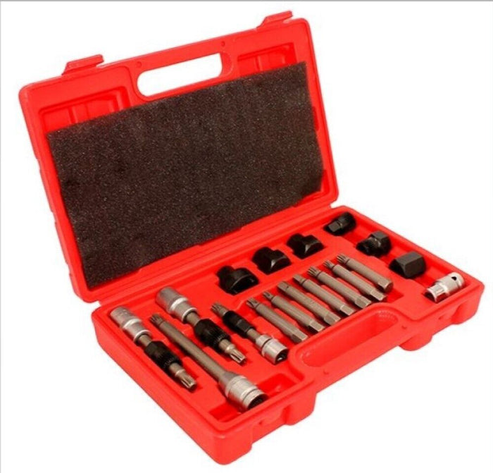 KIT DI CHIAVI PER SMONTAGGIO PULEGGIA E ALTERNATORE MOTORE AUTO 18 PEZZI VALIGIA