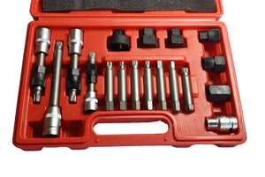 KIT DI CHIAVI PER SMONTAGGIO PULEGGIA E ALTERNATORE MOTORE AUTO 18 PEZZI VALIGIA