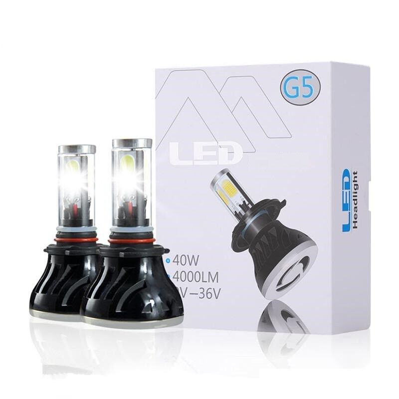 KIT H4 6000K CANBUS 4000 LUMEN COPPIA LAMPADE LED FARI RICAMBIO G5 40W