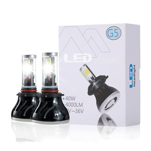KIT H4 6000K CANBUS 4000 LUMEN COPPIA LAMPADE LED FARI RICAMBIO G5 40W