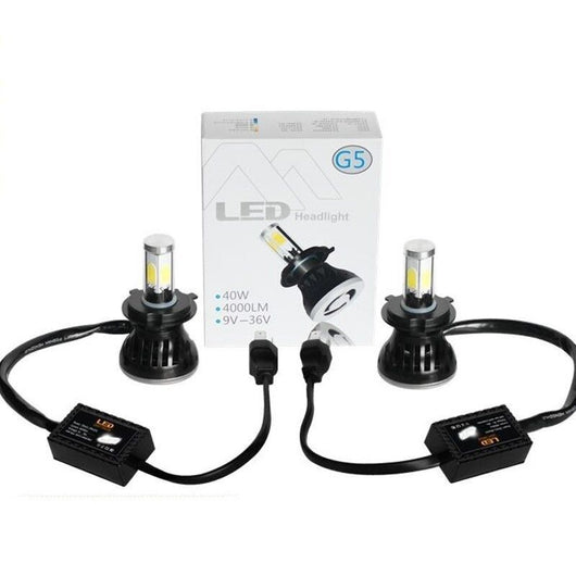 KIT H4 6000K CANBUS 4000 LUMEN COPPIA LAMPADE LED FARI RICAMBIO G5 40W