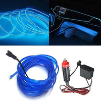 KIT LUCE ATMOSFERA BLU STRISCIA FILO FIBRA OTTICA INTERNI AUTO 12V 3 MT