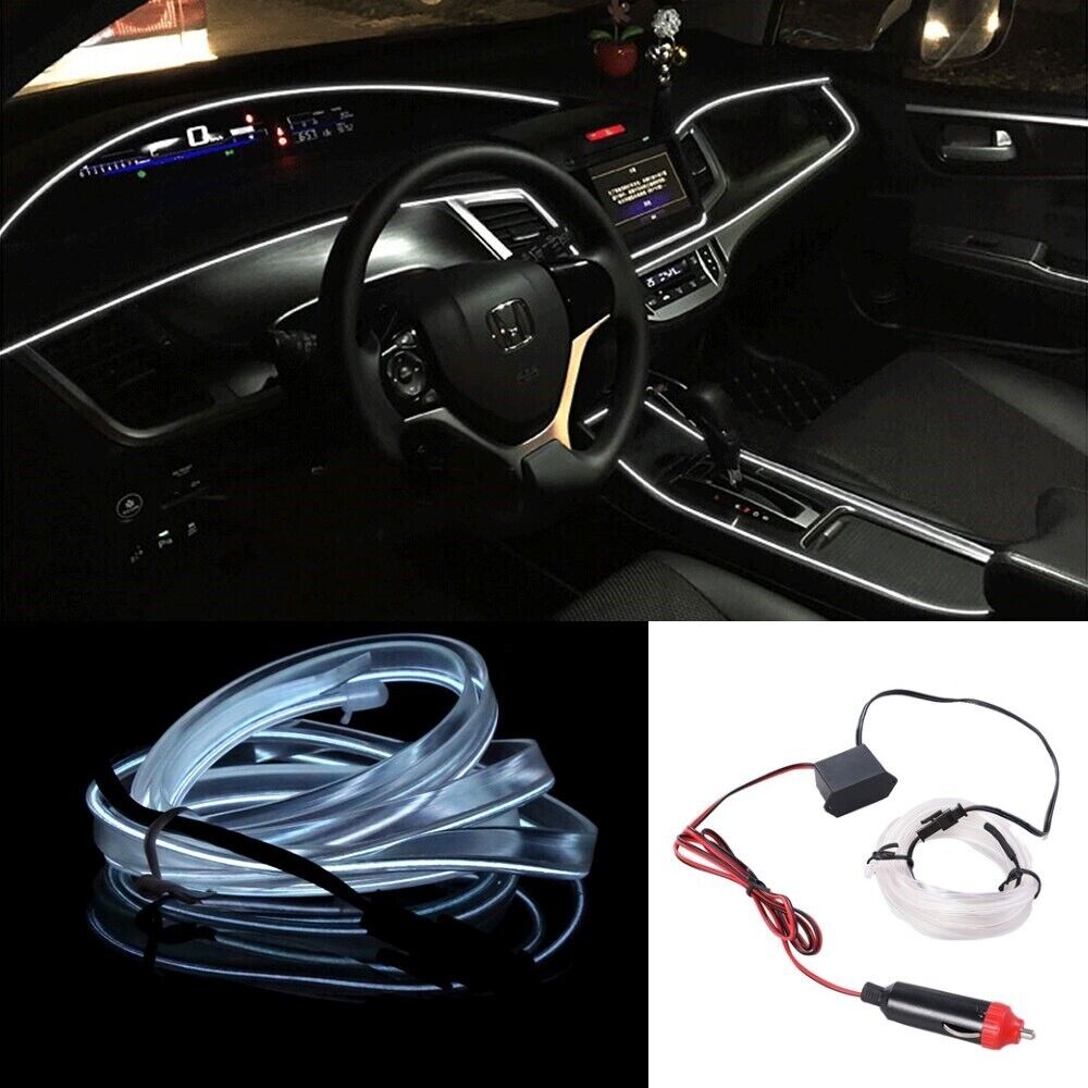 KIT LUCE STRISCIA ATMOSFERA INTERNI AUTO FILO FIBRA OTTICA 12V - BIANCO 5MT