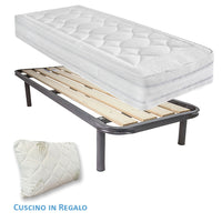 Kit materasso molle e lana rigido e rete a tavole singolo 80x190 Messico H25 cuscino incluso - Comprarredo