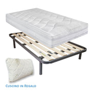 Kit materasso molle e lana rigido e rete a tavole piazza e mezza 120x190 Messico H25 cuscino incluso - Comprarredo