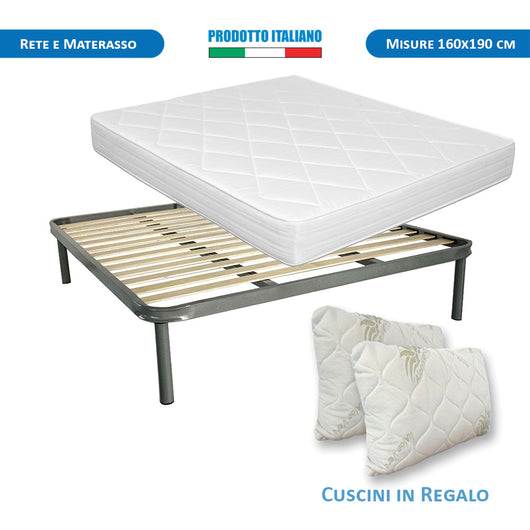 Kit Rete ortopedica e materasso waterfoam matrimoniale 160x190 Norvegia H19, cuscini inclusi - Comprarredo