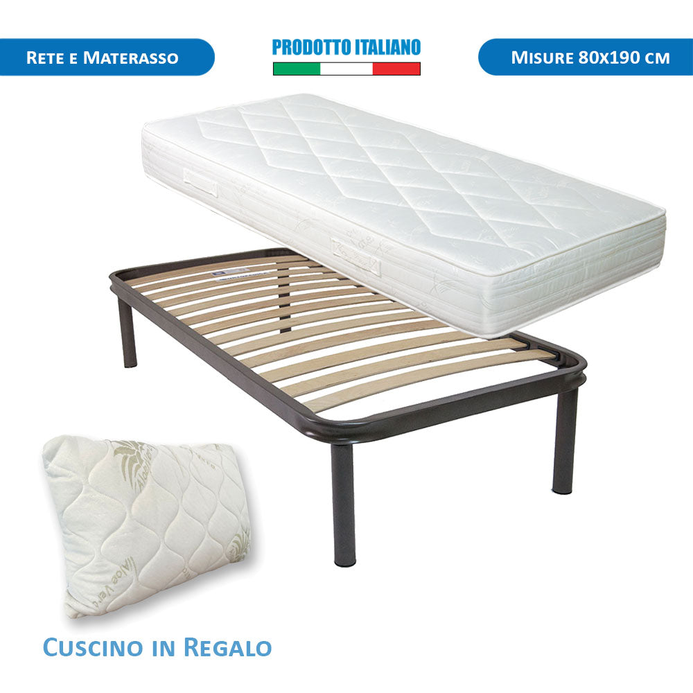 Kit Rete ortopedica e materasso waterfoam singolo 80x190 Norvegia H19, cuscino incluso - Comprarredo