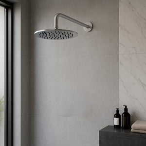 SINED Kit Braccio e Soffione Inox Satinato 30 cm da Parete in Acciaio 316L ideale per interni ed esterni resistente alla corrosione e perfetto per bagni moderni e ambienti outdoor