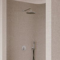 SINED Kit Braccio e Soffione Inox Satinato 30 cm da Parete in Acciaio 316L ideale per interni ed esterni resistente alla corrosione e perfetto per bagni moderni e ambienti outdoor