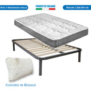 Kit materasso a molle rigido e rete ortopedica piazza e mezza 120x190 Panama H19, cuscino incluso - Comprarredo