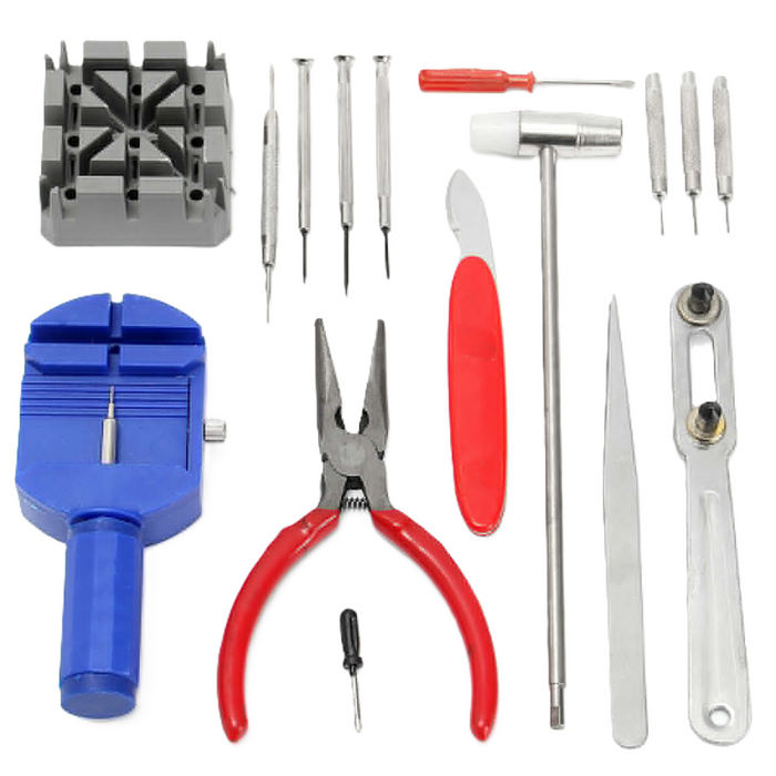 KIT RIPARA OROLOGI OROLOGIO APRICASSE TOGLIMAGLIE SET CACCIAVITI PER RIPARAZIONI