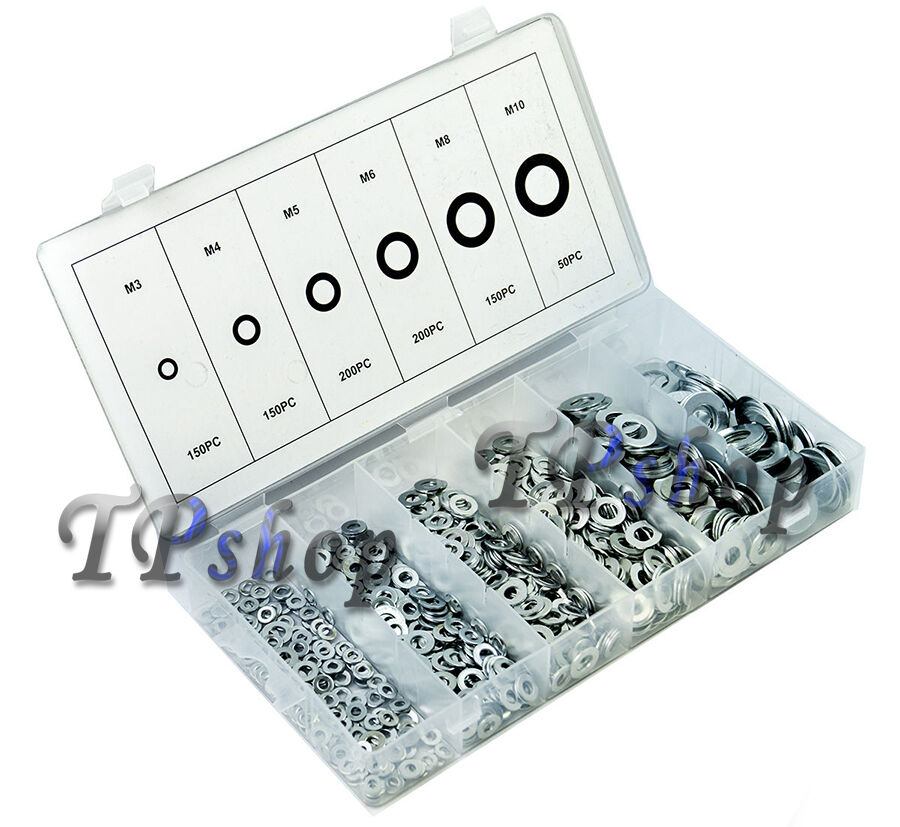 KIT RONDELLE 900 PEZZI IN ACCIAIO ASSORTIMENTO DI VARIE DIMENSIONI GUARNIZIONI