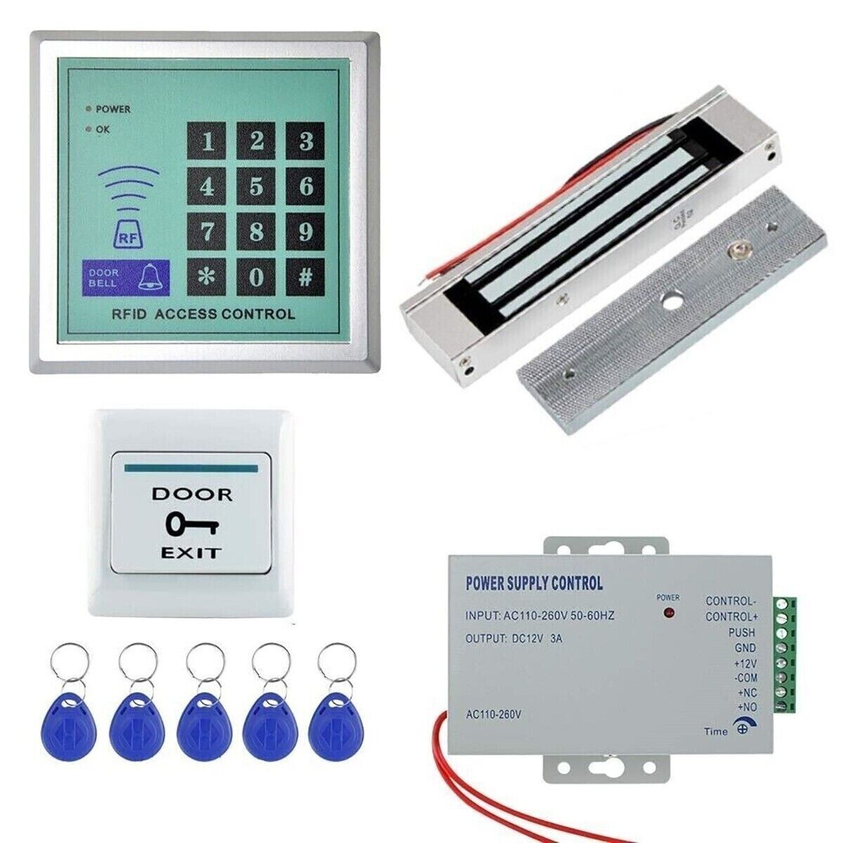 KIT SERRATURA MAGNETICA ELETTRONICA SISTEMA DI CONTROLLO ACCESSI RFID APRIPORTA