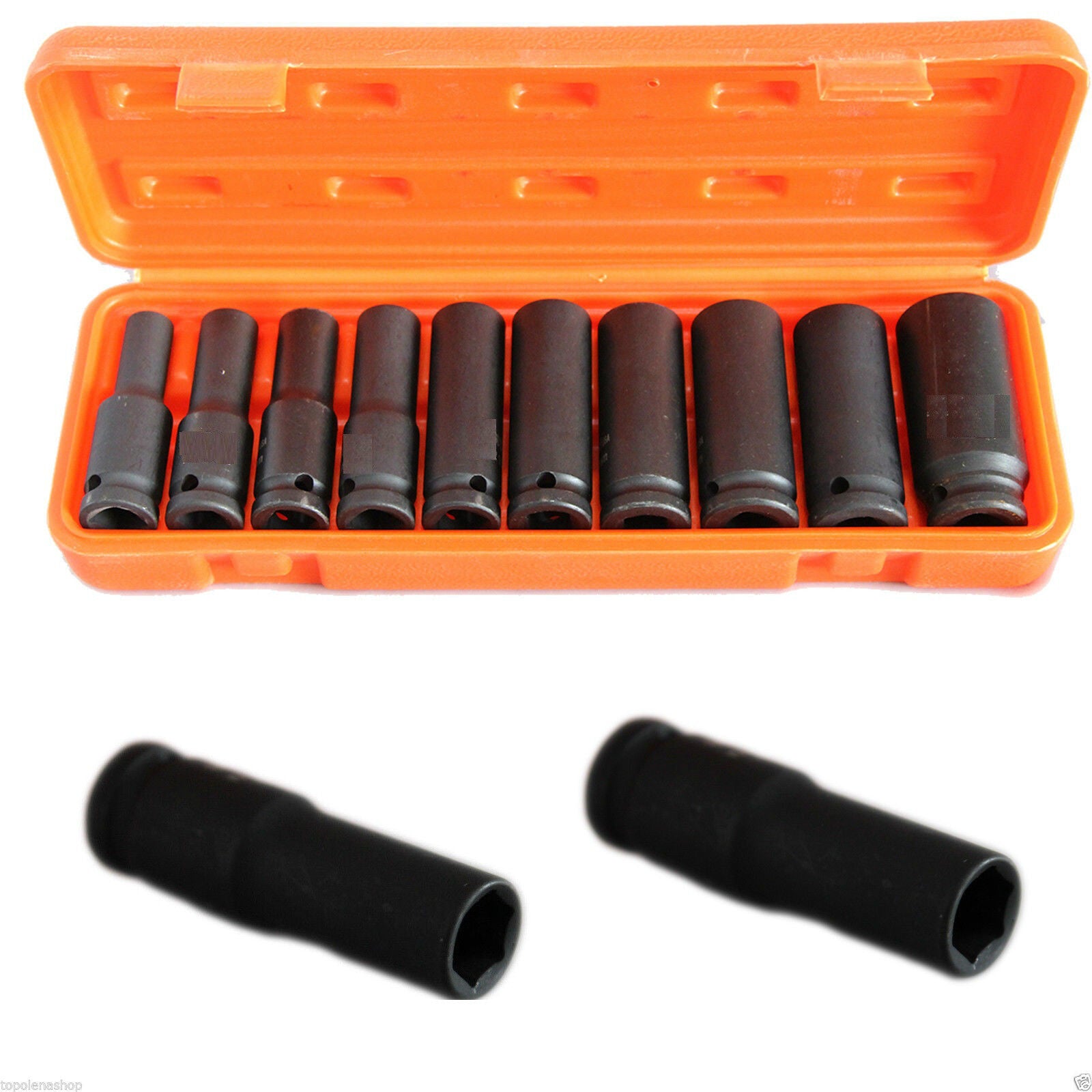 KIT SET 10 BUSSOLE 1/2" ESAGONALI PER AVVITATORE PISTOLA PNEUMATICA DA 10 A 24MM
