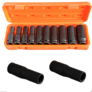 KIT SET 10 BUSSOLE 1/2" ESAGONALI PER AVVITATORE PISTOLA PNEUMATICA DA 10 A 24MM