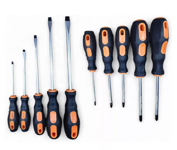 KIT SET 10 CACCIAVITI CACCIAVITE A CROCE E TAGLIO MAGNETICI MANICO ANTISCIVOLO