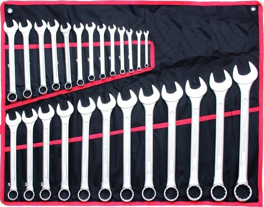 KIT SET 25 CHIAVI FORCHETTA A STELLA COMBINATE IN ACCIAIO FISSE POLIGONO INGLESI