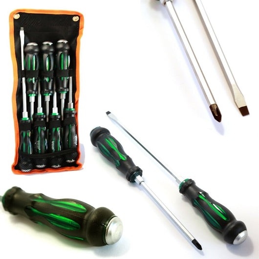 KIT SET 7 CACCIAVITI CACCIAVITE IMPATTO A CROCE E TAGLIO CON MANICO AD IMPATTO