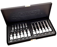 KIT SET INSERTI CHIAVI 18 PZ BUSSOLE CHIAVI ESAGONALI 1/4" 1/2" in valigia203201