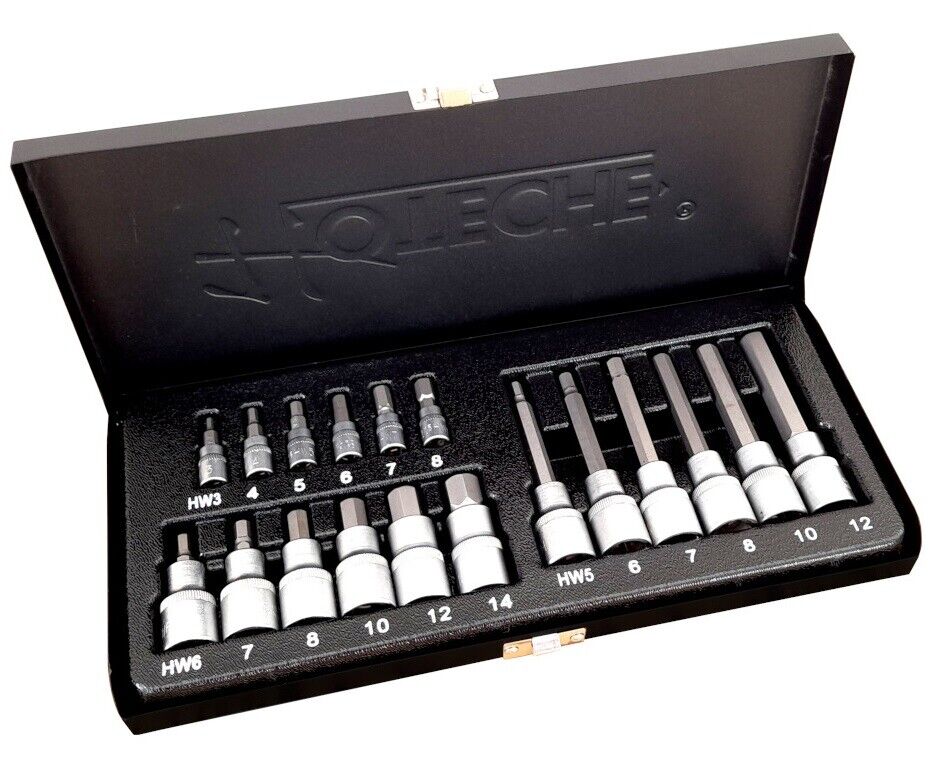 KIT SET INSERTI CHIAVI 18 PZ BUSSOLE CHIAVI ESAGONALI 1/4" 1/2" in valigia203201