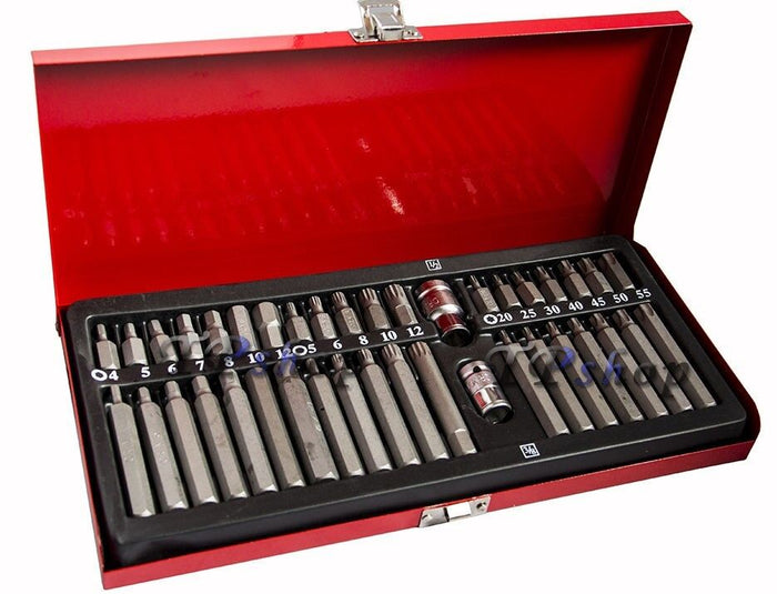 KIT SET INSERTI CHIAVI 40 PZ BUSSOLE CHIAVI TORX HEX 1/2" 3/8" PROFESSIONALE