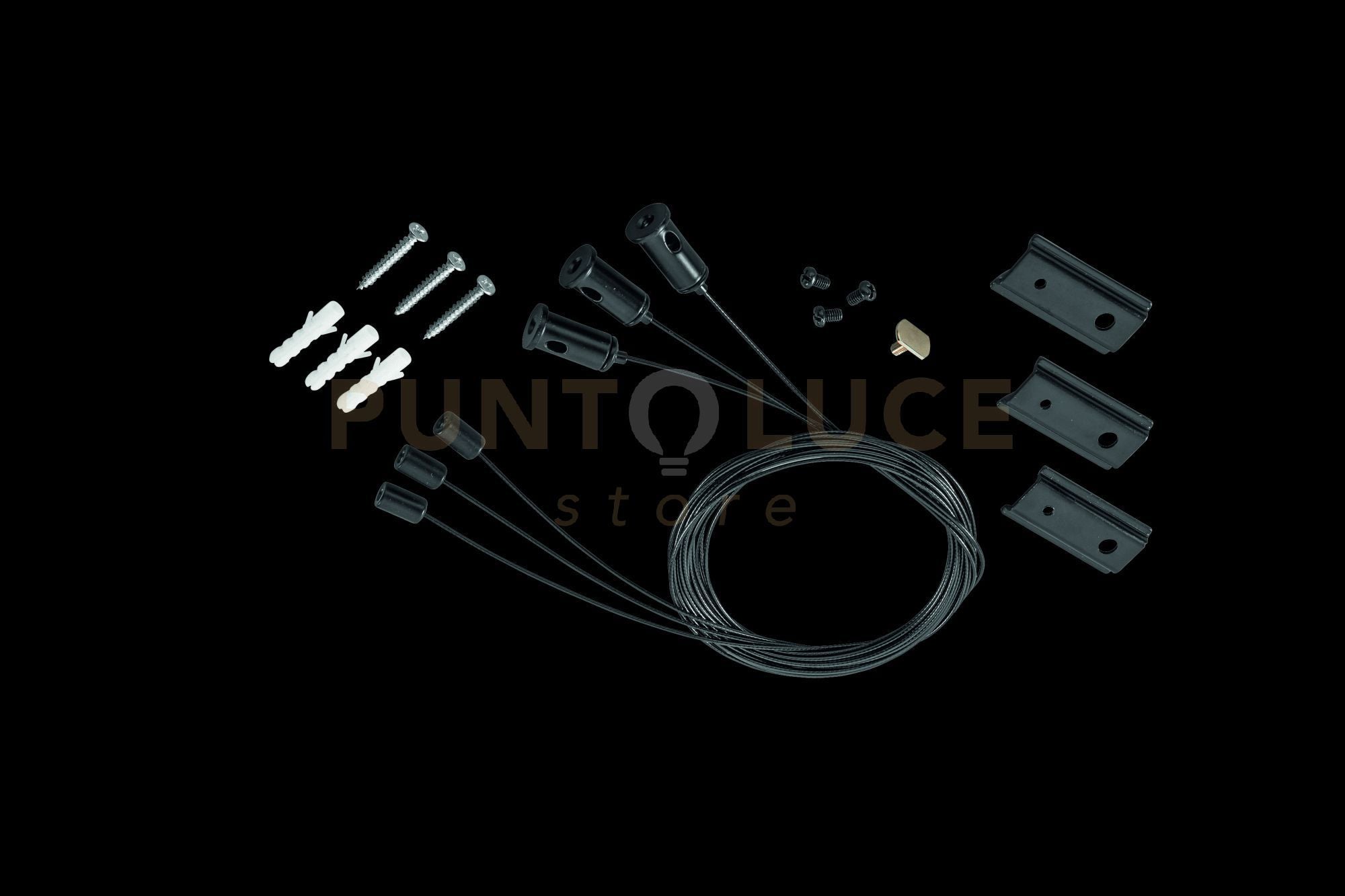 KIT SOSPENSIONE PER BINARIO CIRCOLARE RING SUPERFICIE NERO H.190CM