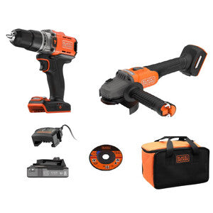 KIT TRAPANO A BATTERIA CON PERCUSSIONE+SMERIGLIATRICE E ACCESSORI