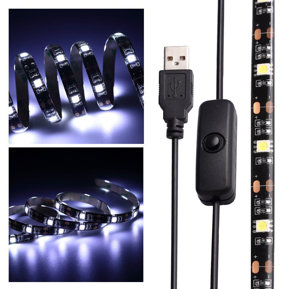 KIT TV STRISCIA STRIP LED USB RGB PER RETROILLUMINAZIONE 90CM L5 6.48W 5V Fredda