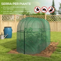 Serra per Piante a Rete 3x1x1.5m con Porta a Cerniera e Picchetti a Terra, Verde