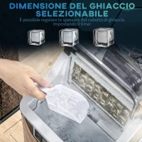 Macchina per Ghiaccio 20kg in 24 Ore, 24 Cubetti in 14-18 Minuti e Sistema Autopulente, Nero