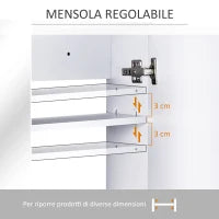 Homcom Armadietto Pensile da Bagno con Specchiera e 3 Ripiani in MDF Bianco 80 x 60 x 15cm