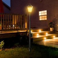 Lampione Solare da Giardino con Luce LED e Sensore di Movimento, Alluminio e Vetro, 22x22x196 cm, Nero