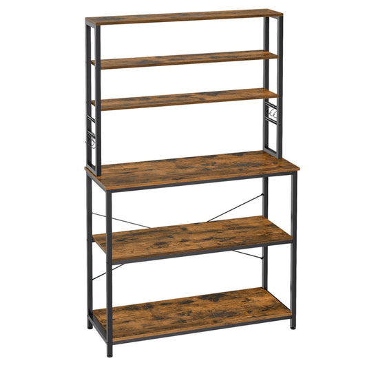 Mensola da cucina per macchina da caffè 6 ripiani e 6 ganci per forno a microonde struttura in acciaio stile industriale 12_0005680