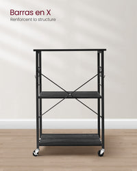 Carrello da cucina 40 x 60 x 89 cm carrello da cucina a 3 ripiani per microonde mini forno tostapane struttura in metallo con 6 ganci stile industriale marrone rustico 12_0005677