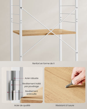 Carrello da cucina con ripiano 3 ripiani forno a microonde mini tostapane struttura in metallo con 6 ganci stile industriale marrone 12_0005676