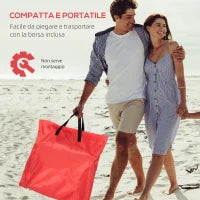 Set 2 Lettini Spiaggia Pieghevoli con Schienale Regolabile a 5 Livelli e Borsa, Rosso
