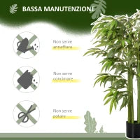 Pianta Finta Bambù in Vaso Realistico con 780 Foglie per Interno ed Esterno 140cm