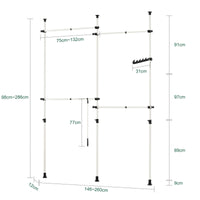 Cabina Armadio Guardaroba Componibile Appendiabiti A Terra Bianco KLS03 SoBuy