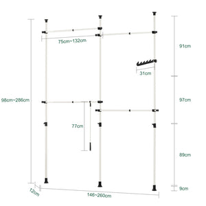 Cabina Armadio Guardaroba Componibile Appendiabiti A Terra Bianco KLS03 SoBuy