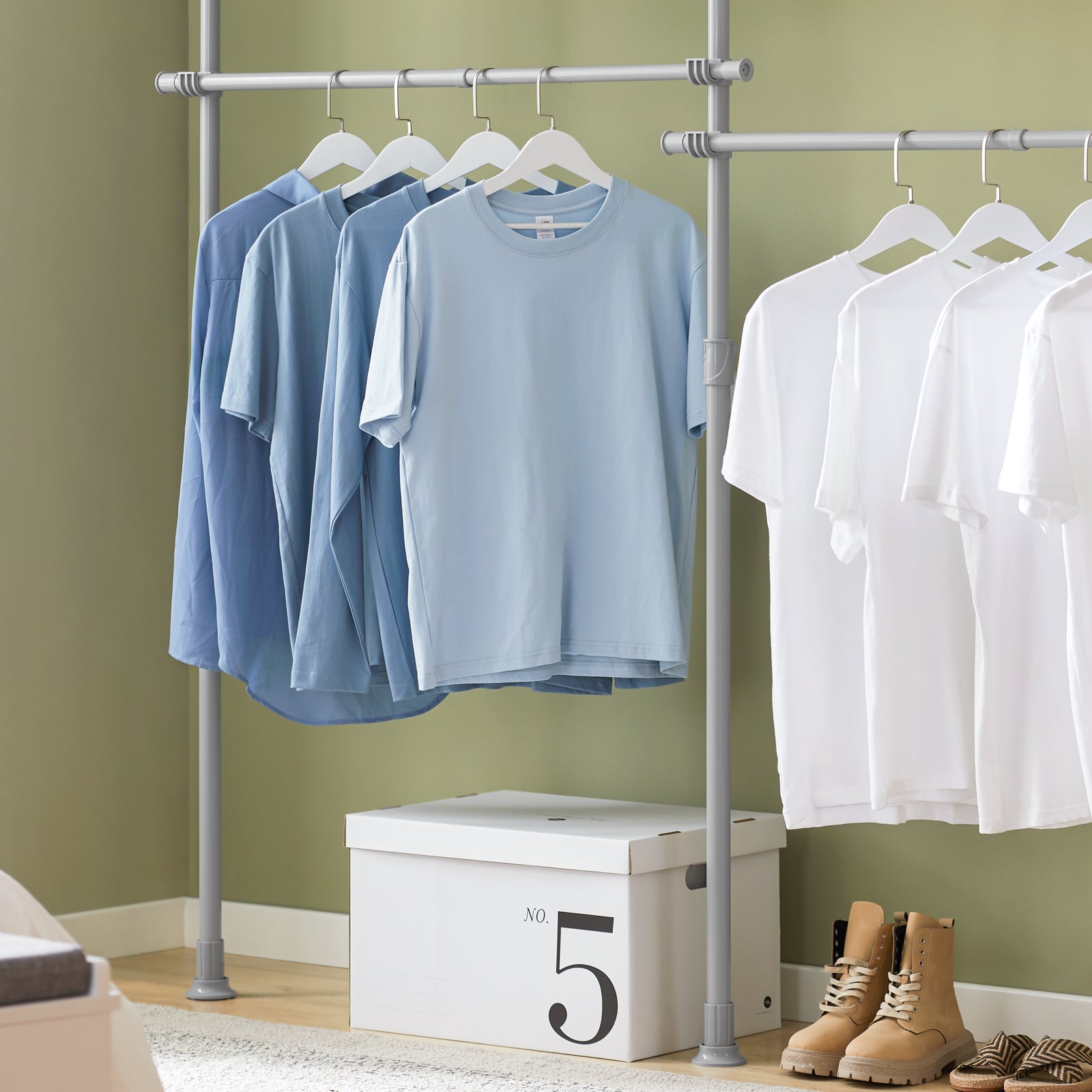 Cabina Armadio Guardaroba Componibile Appendiabiti A Terra Grigio KLS03-HG SoBuy