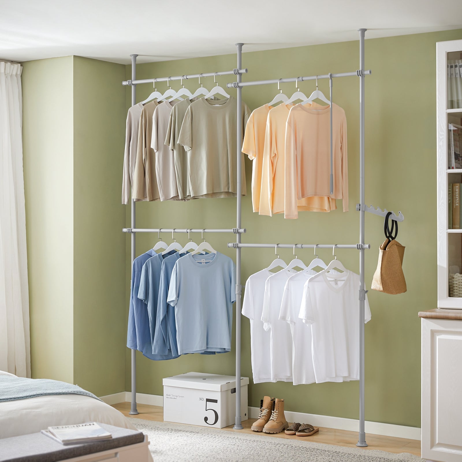 Cabina Armadio Guardaroba Componibile Appendiabiti A Terra Grigio KLS03-HG SoBuy