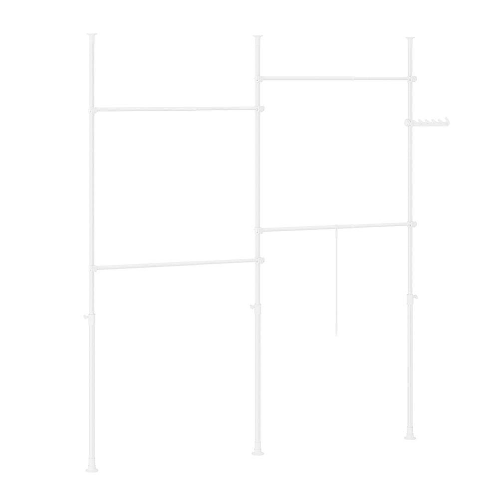 SoBuy KLS03-II-W Telescopic Appendiabiti da Terra, Robusto Stand Appendiabiti con Aste, Armadio Aperto Regolabile per Camera da Letto, Bianco