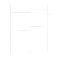 SoBuy KLS03-II-W Telescopic Appendiabiti da Terra, Robusto Stand Appendiabiti con Aste, Armadio Aperto Regolabile per Camera da Letto, Bianco