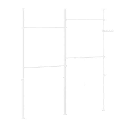 SoBuy KLS03-II-W Telescopic Appendiabiti da Terra, Robusto Stand Appendiabiti con Aste, Armadio Aperto Regolabile per Camera da Letto, Bianco