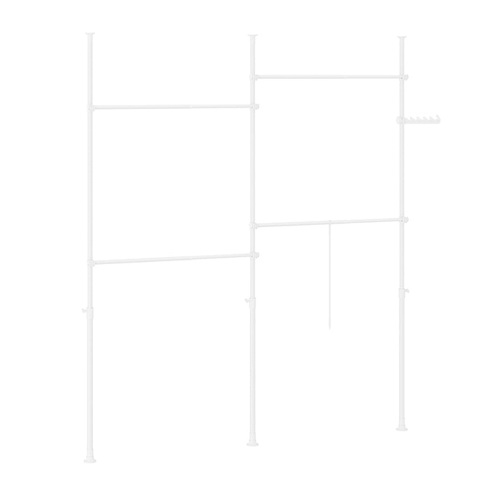 SoBuy KLS03-II-W Telescopic Appendiabiti da Terra, Robusto Stand Appendiabiti con Aste, Armadio Aperto Regolabile per Camera da Letto, Bianco